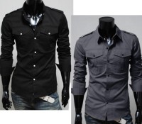 Mens Luxury Stylish Casual Button-Front Long Sleeve Slim Fit Shirts – Cndirect –