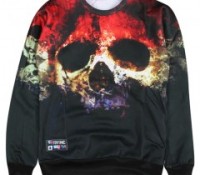 Crew Neck Abstract Skull Print Sweatshirt – Chicnova – Damen-Bekleidung – Sweatshirts & Hoodies – , Damen-Bekleidung – Tops & Shirts – Langarmshirts,