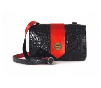 Bag – croco leather – Black/Metallic red – Carnet de Mode –