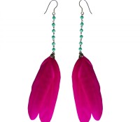 Fuchsia Feather Earrings – Carnet de Mode – Damen-Schmuck – Schmuck – Ringe,