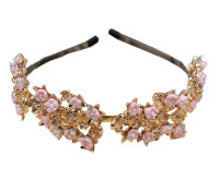 Choies – Golden And Pink Floral Rhinestone Detail Hairband – Damen-Schmuck – Schmuck – Haarschmuck,