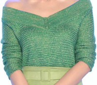 Choies – Green Off Shoulder V-neck Long Sleeve Knitted Sweater – Damen-Bekleidung – Pullover & Strickjacken – Pullover & Sweater,