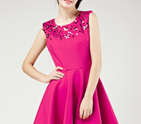 Kleid – Choies – Hot Pink Sequin Detail Sleeveless Skater Mini Dress – Damen-Bekleidung – Kleider – ,
