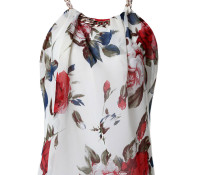 Weste – Choies – Multicolor Chain Halter Floral Print Cut Out Back Vest – Damen-Bekleidung – Jacken & Mäntel – Westen,