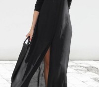 Black Long Sleeve Stand Collar Maxi Chiffon Dress – OASAP – Damen-Bekleidung – Kleider – , Damen-Schmuck – Schmuck – Charms & Beads,