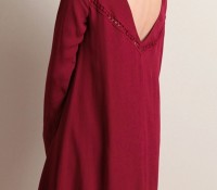 Burgundy Crochet Lace Paneled Cut-out Back Dress – OASAP – Damen-Bekleidung – Kleider – ,