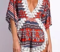 Tribal Retro Print Lace Trim Rompers – OASAP – Damen-Bekleidung – Jumpsuits – ,