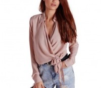 Deep V-neck Bandage Blouse – Chicnova – Damen-Bekleidung – Blusen & Tuniken – ,