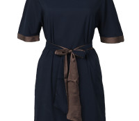 Choies – Navy Contrast Trims Tied Waist Keyhole Back Dress – Damen-Bekleidung – Kleider – ,