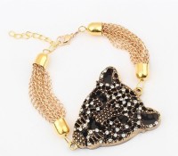 Cndirect – Vintage Fashion Rock Punk Style Golden Leopard Head Chain Wristband Bracelet – Damen-Bekleidung – Unterwäsche & Dessous – BHs, Damen-Bekleidung – Accessoires – Hosenträger, Damen-Schmuck – Schmuck – Armbänder & Armreifen,