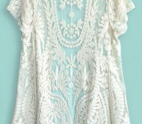 Beige Short Sleeve Crochet Net Lace Cardigan – OASAP – Damen-Bekleidung – Pullover & Strickjacken – Strickjacken,