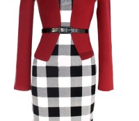 Elegant Plaid Long Sleeve Belted Combo Dress – OASAP – Damen-Schmuck – Schmuck – Charms & Beads, Damen-Bekleidung – Accessoires – Gürtel, Damen-Bekleidung – Kleider – ,