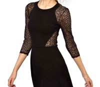 Lace Half-Sleeve Paneled Black Mini Dress – OASAP – Damen-Bekleidung – Kleider – ,