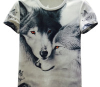 White 3D Unisex Docile Wolves Print Short Sleeve T-shirt – Choies – Herren-Bekleidung – Tops & Shirts – T-Shirts,