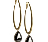 Brass and Hematite Meraki Loop Earrings – Carnet de Mode – Damen-Bekleidung – Unterwäsche & Dessous – BHs, Damen-Schmuck – Schmuck – Ringe,