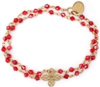 Gold Plated Bracelet with Shamrock Charm and Red Pearls Estelle – Carnet de Mode – Damen-Schmuck – Schmuck – Charms & Beads, Damen-Bekleidung – Accessoires – Hosenträger, Damen-Schmuck – Schmuck – Armbänder & Armreifen, Damen-Bekleidung – Unterwäsche & Dessous – BHs,