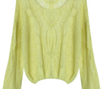 Choies – Yellow Green Ribbed Long Sleeve Jumper –