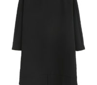 Choies – Black 3/4 Sleeve Front Slit Dipped Hem Shift Dress – Damen-Bekleidung – Kleider – ,