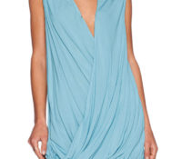 Choies – Blue Plunge Wrap Drape Sleeveless Chiffon Mini Dress – Damen-Bekleidung – Kleider – ,