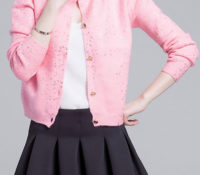 Choies – Pink Sequin Detail Button Up Long Sleeve Caidigan –