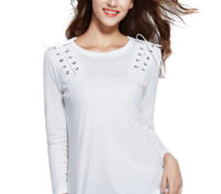 Choies – White Lace Up Detail Long Sleeve T-shirt – Damen-Bekleidung – Tops & Shirts – Langarmshirts, Damen-Schuhe – Schnürhalbschuhe – , Damen-Bekleidung – Tops & Shirts – T-Shirts,